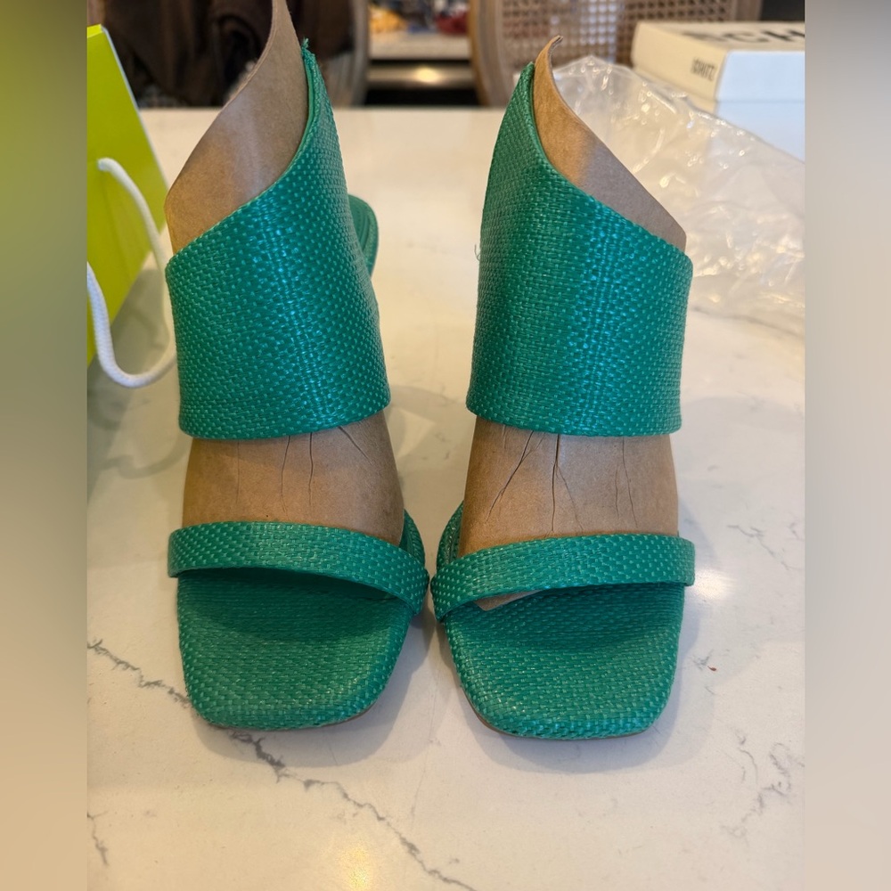 Gianni Binni Green Women's Geometric Wedge Sandals